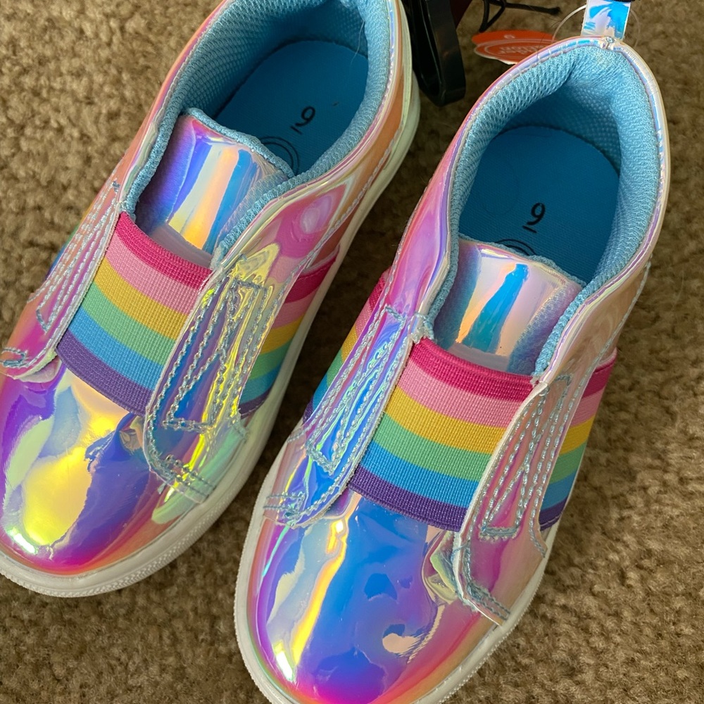 Girls holographic rainbow sneakers size 9